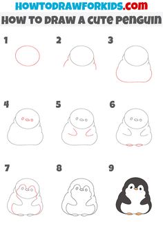 how to draw a cute penguin step by step drawing for kids and adults in easy steps