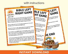 the bible game with instructions for kids to play