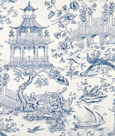 P Kaufmann Fabric, Chinoiserie Fabric, Warwick Fabrics, Print Design Pattern, Indigo Fabric, Chinoiserie Chic, Cotton Curtains, Drapery Panels