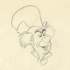 a drawing of an animated character wearing a top hat