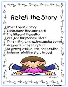 Retell the Story Poem #Teach #Teaching #Reaing Retelling Rope, Story Worksheet, Reading Anchor Charts, First Grade Reading, First Grade Classroom