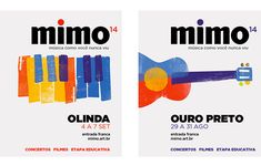 two posters for the concert, which features an acoustic guitar and musical instruments in different colors