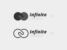 the logos for infinite connection and infinite connection, which are both black and white in color