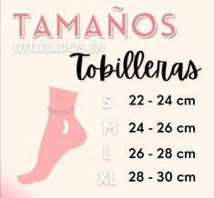 a pink poster with the words tamanos utilidos en tobilleras