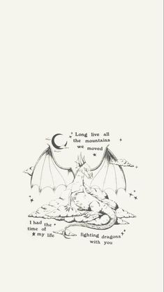 a drawing of a dragon sitting on top of a cloud with the words, i love you