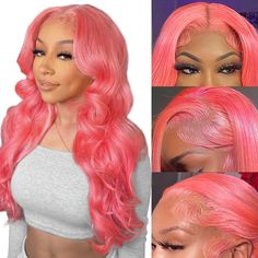 PRICES MAY VARY. 💖Pink Lace Front Wig Human Hair:100% Brazilian Virgin Human Hair That Cut From One Young Donor Directly; Soft, Full, Healthy and Vibrant.No Shedding, No Tangles, Lace Front Wigs Human Hair Beautiful and Shinny Color Perfectly Match All Skins. 💖Pink Body Wave Wig Human Hair:13x4 Pink Wig for Women,Cleaning and Maintenance with Professional Pink Wig Human Hair Pre Plucked Cleaners and Care Products can Keep The Wig Always Shiny and Soft. 💖Pink Wig Human Hair:13x4 Colored Lace F Pink Lace Front Wig, Pink Lace Front, Perfect Blonde Hair, Wig Styling, Pink Wig, Honey Hair, Hair Color Pink, Pink Body, Hair Brands