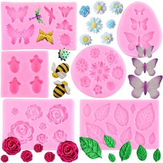 various molds for making flowers and butterflies