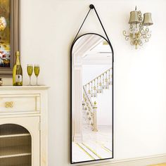 Ebern Designs Full Length Mirror & Reviews | Wayfair Mirrors With Leather Straps, Mirrors For Bathroom, Hanging Mirrors, Full Mirror, Arched Mirror, Arch Mirror, Length Mirror, Oval Mirror, Full Length Mirror