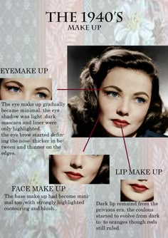 1940s Makeup Maquillage Pin Up, 1940's Makeup, 40s Makeup, 1940s Makeup, Vintage Makeup Looks, 1940s Hairstyles, Retro Makeup, Simple Eye Makeup, Vintage Makeup