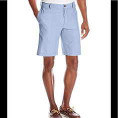 Size: 42w Color: Marina Blue Revival 100% Cotton Imported Machine Wash Flat-Front Short With Slanted Side Pockets Zip Fly With Button Button-Through Jetted Back Pockets Summer Cotton Pants With 5-inch Inseam, Cotton Pants With 5-inch Inseam For Summer, Casual Blue Cotton Bermuda Shorts, Blue Relaxed Fit Bermuda Shorts With Short Inseam, Blue Bermuda Cotton Pants, Casual Blue Pants With Short Inseam, Blue Bottoms With 5-inch Inseam For Spring, Classic Blue Shorts With Short Inseam, Blue Bermuda Cotton Bottoms