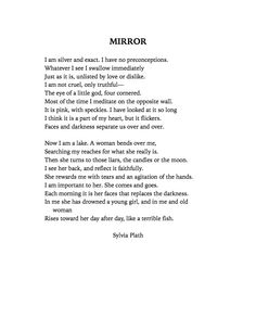 a poem written in black and white with the words'mirror'on it,