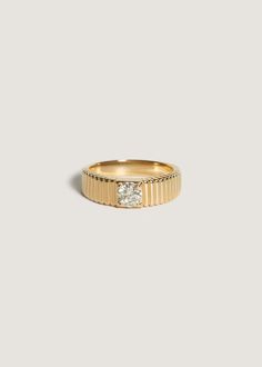 Ribbed Ring, Rib Ring, The Bling Ring, Fall Rings, Popular Rings, Solid Gold Band, Round Diamond Ring, Big Diamond, Domed Ring