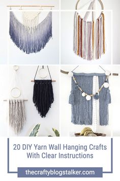 the diy yarn wall hanging crafts with clear instructions are easy to make and perfect for beginners