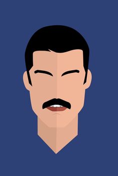 the face of a man with a beard and mustache, in flat style on a blue background