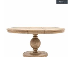 a wooden table with an oval top and two pedestals on the base, in front of a white background