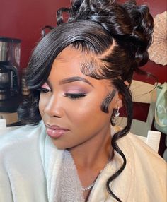 18th Birthday Hairstyles Short Hair, Updo Wigs Black Women, Frontal Updo Hairstyles, American Deli, Makeup 2022, Prom 23, Church Anniversary, Black Wedding Hairstyles