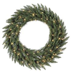 a christmas wreath with lights on it