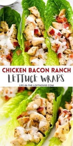 chicken bacon ranch lettuce wraps on a plate