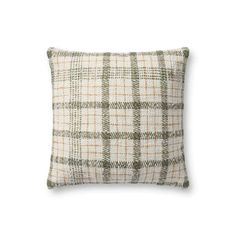 Chris Loves Julia x Loloi Walter Collection Green / Ivory Pillow PCJ0027 Green / Ivory / 18'' x 18'' Cover Only Loloi Throw Pillows, Chris Loves Julia X Loloi, Plaid Throw Pillow, Ivory Pillow, Plaid Throw Pillows, Quilted Pillow Shams, Chris Loves Julia, Plaid Throw, Outdoor Swing