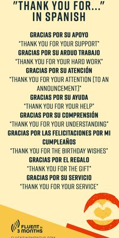 a poster with the words thank you for being in spanish