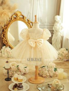 10% off now|Free shipping world-wide. Champagne Tulle Cute Toddler Flower Girl Dress with Beaded Flowers at GemGrace. Click to learn our pro custom-made service for wedding dress, formal dress. View #FlowerGirlDresses for more ideas.