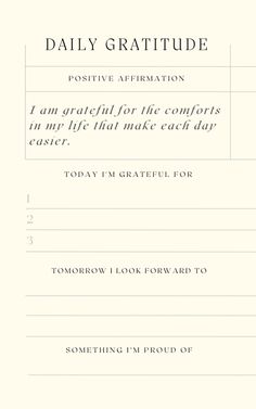 the daily gratitude card is shown in black and white