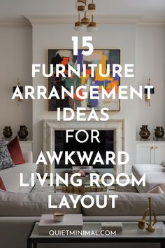 a living room with white furniture and red pillows on the couches is featured in this article