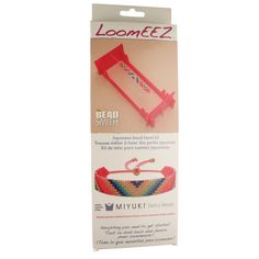 the packaging for loomeez's bead smith bracelet is shown in red