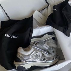 New Condition! Chanel Sneakers Outfit, Chanel Tennis Shoes, Chanel Trainers, Dream Wishlist, Pretty Sneakers, Boujee Aesthetic, Chanel Sneakers, Mode Zara, Pretty Shoes Sneakers