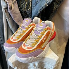 Fila Disruptor Ii Exp Rainbow Chunky Dad Sneakers Cheap Sporty Purple Sneakers, Cheap Purple Sporty Sneakers, Cheap Playful Red Sneakers, Cheap Red Synthetic Sneakers, Chunky Dad Sneakers, Fila Disruptor Ii, Fila Disruptor, Fila Disruptors, Fila Shoes