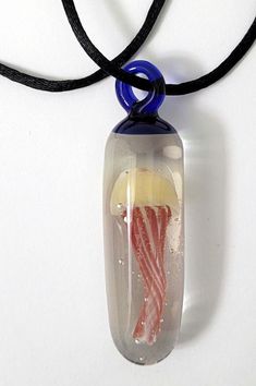 New Hand Blown Glass Jellyfish Encased in Glass Pendant Necklace Oregon Artist Real Jellyfish, Glass Jellyfish, Jellyfish Necklace, Fun Things To Buy, Vintage Inspired Outfits, Glass Pendant Necklace, Glass Pendant, The Craft, Jellyfish