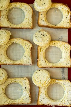 several pieces of bread with holes in the middle