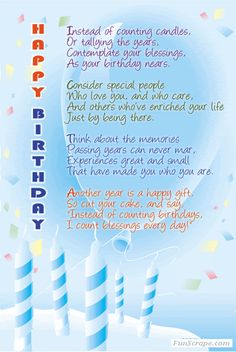 a birthday poem with candles and confetti