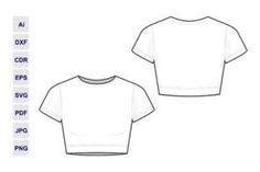 Fitted white cropped tee shirt flat technical fashion illustration. T-shirt fashion flat technical drawing template, front view, back view, white color, women, CAD mockup.Features:100% editable ... Clothe Sketch Ideas, Crop Top Technical Drawing, Shirt Drawing Women, Crop Top Template, Tshirt Technical Drawing, Tshirt Design Drawing, Crop Top Illustration, T Shirt Technical Drawing, Crop Top Drawing