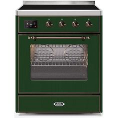 ILVE - Majestic II Series - 30 Inch Electric Freestanding Single Oven Range (UMI30NE3) - Emerald Green with Bronze Trim Ilve Majestic, Ilve Range, Kitchen Centerpiece, Induction Range, Dual Fuel Ranges, Iron Grate, Single Oven, Green Chrome, 4 Elements