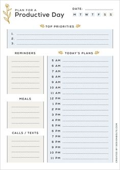 a printable plan for the top priority planner