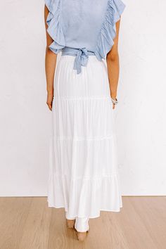 - Say in the summer breeze with this flowy maxi skirt! - Fully lined material - A stretchy elastic waistline - A flowy silhouette that ends in a maxi skirt length hemline Measurements S : Hip 36", Length 36.5", Waist 27". M : Hip 38", Length 36.5", Waist 29". L : Hip 40", Length 37", Waist 31". Flowy Maxi Skirt, Flowy Maxi Skirts, Summer Breeze, Skirt Length, Maxi Skirt, Elastic, Skirt