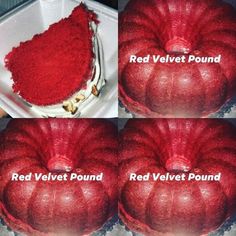 red velvet pound cake with instructions on how to make it