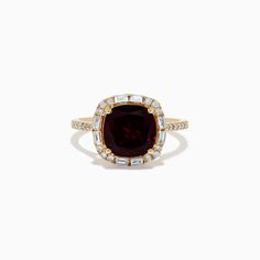 Effy 14K Yellow Gold Garnet and Diamond Ring Luxury Ruby Ring With Halo, Luxury Yellow Gold Ruby Ring With Halo, Garnet And Diamond Ring, Red Rings, Dream Engagement, Gold Yellow, Sapphire Ring, Garnet, Diamond Ring