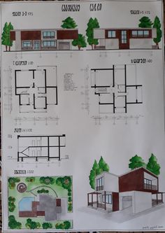 an architectural drawing shows the plans for two buildings