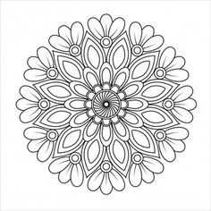 a black and white circular flower design