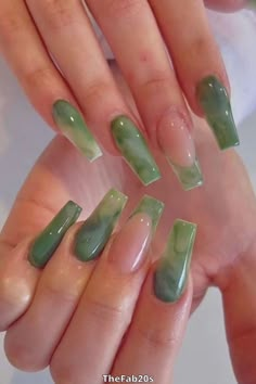 Jade Nails, Green Acrylic Nails, Classy Acrylic Nails, Green Nail, Colorful Nails, Nail Swag, Orange Nails, Minimalist Nails