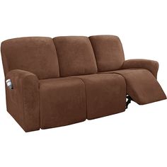 the reclining sofa is shown in brown