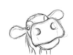 a drawing of a cow's head