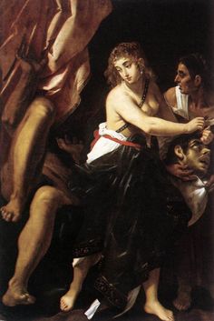 an image of a painting of a woman with other people around her and one man holding something in his hand