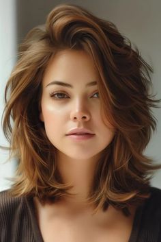 Beautiful Layered Haircuts, Short Hair Feather Cut, Feather Cut Short Hair, Shoulder Length Hair Styles With Layers, Over The Shoulder Haircut With Layers, Haircut With Layers Medium Length, French Hairstyles For Women Over 50, Medium Length Long Layered Hair, Medium Length Feathered Haircut