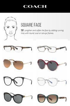 Complementing a square shaped face is all about lengthening and softening the face with curvy frames. Square Face Shape Glasses, Glasses For Face Shape, Glasses Frames Trendy, Best Eyeglasses, Glasses For Your Face Shape, Square Face Hairstyles, Glasses Fit, Teen Shopping