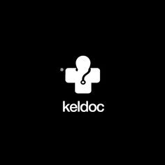 the logo for keldoc is shown on a black background with an image of a cross