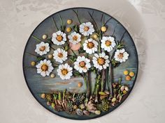 a plate with flowers painted on it