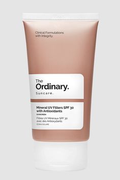 The Ordinary Mineral UV Filters SPF 30 with Antioxidants. The Ordinary Spf, The Ordinary Skincare Review, Glowing Skin Routine, Face Mask For Pores, Blusher Makeup, Ordinary Skincare, Affordable Skincare, Ordinary Products, The Ordinary Skincare